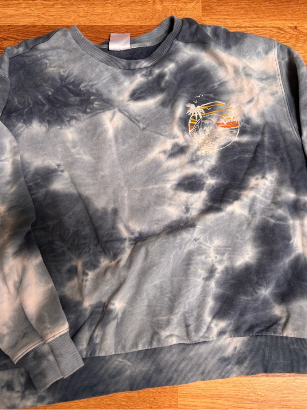 Disney Parks Stitch Guitar Aloha Surf Sweatshirt Blue Tie Dye Adult XL
